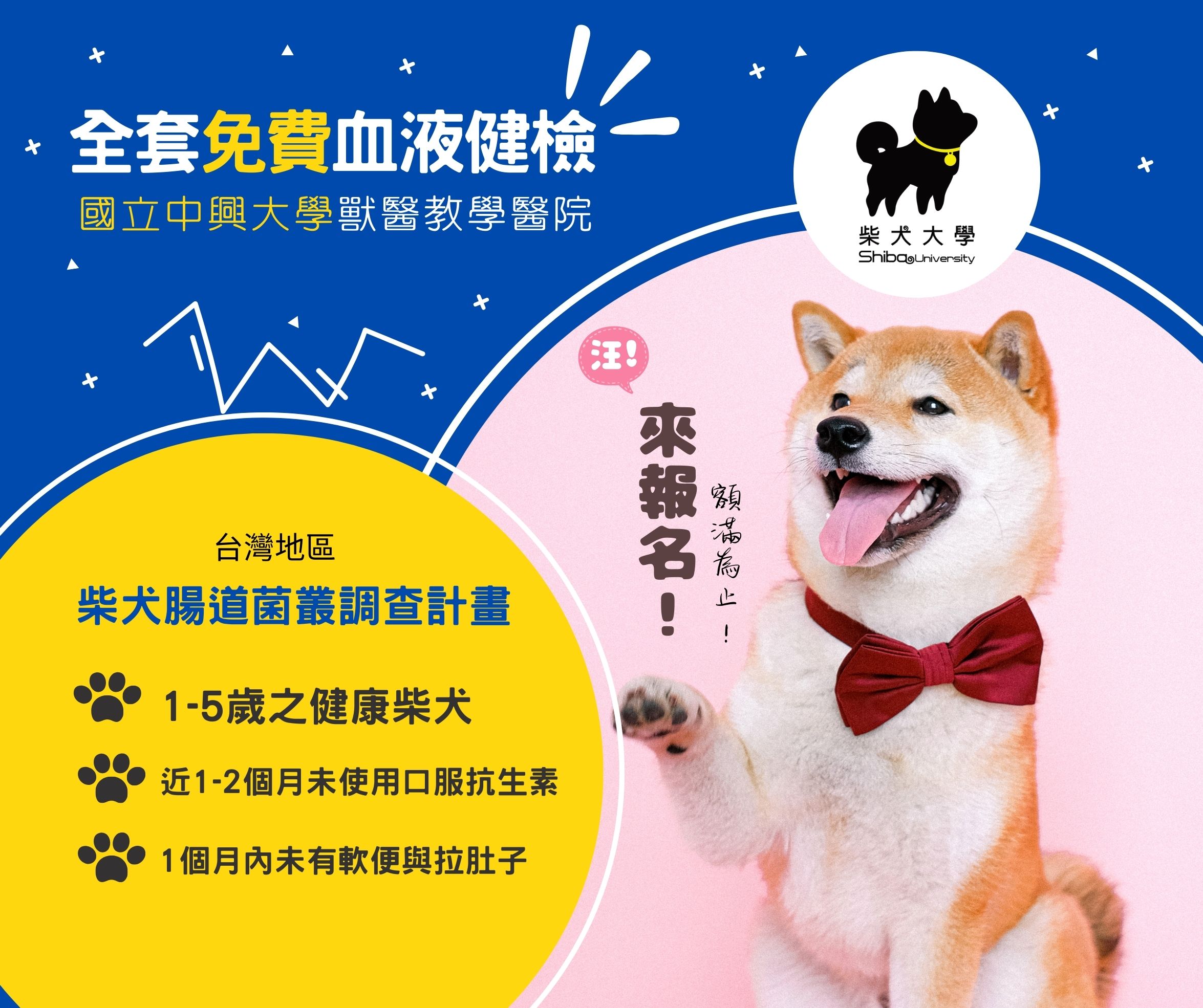 [中部]柴犬腸道菌叢調查計畫X免費血檢