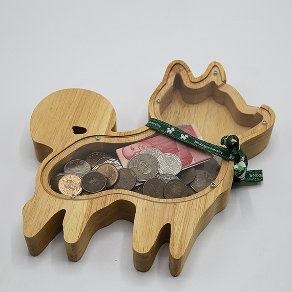 [品牌活動]叮噹柴木質存錢筒 柴犬迷居家裝飾必備 精裝送禮