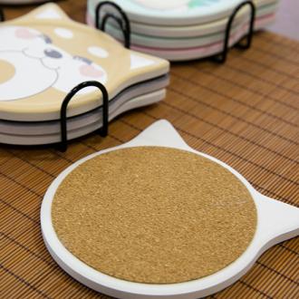 四色柴陶瓷吸水杯墊              
