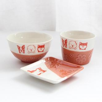 日本超人氣的狗兄弟碗杯碟 浮雕 手工釉       