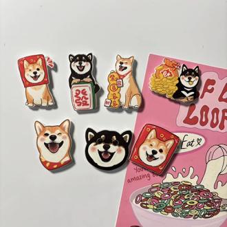柴圓滾滾冰箱貼(一套7個) 柴犬磁鐵 柴犬冰箱貼(柴迷精選)