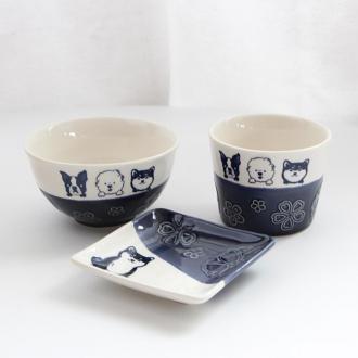 日本超人氣的狗兄弟碗杯碟 浮雕 手工釉       