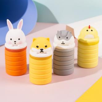 柴犬伸縮矽膠筆袋  