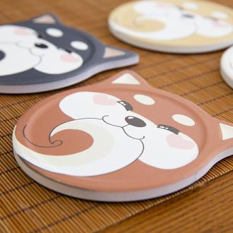 四色柴陶瓷吸水杯墊              