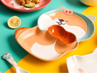 柴犬陶瓷分隔盤      