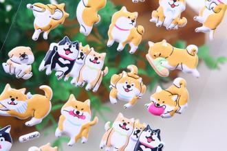 柴犬立體泡棉貼紙     