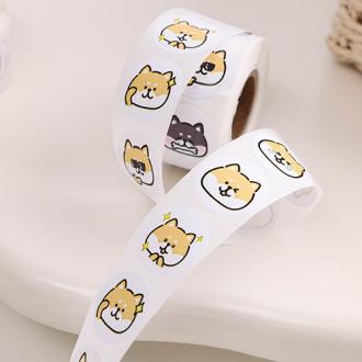 柴犬表情包圓形封口貼    