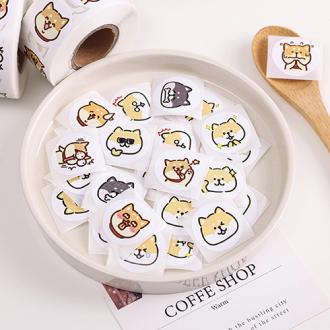 柴犬表情包圓形封口貼    